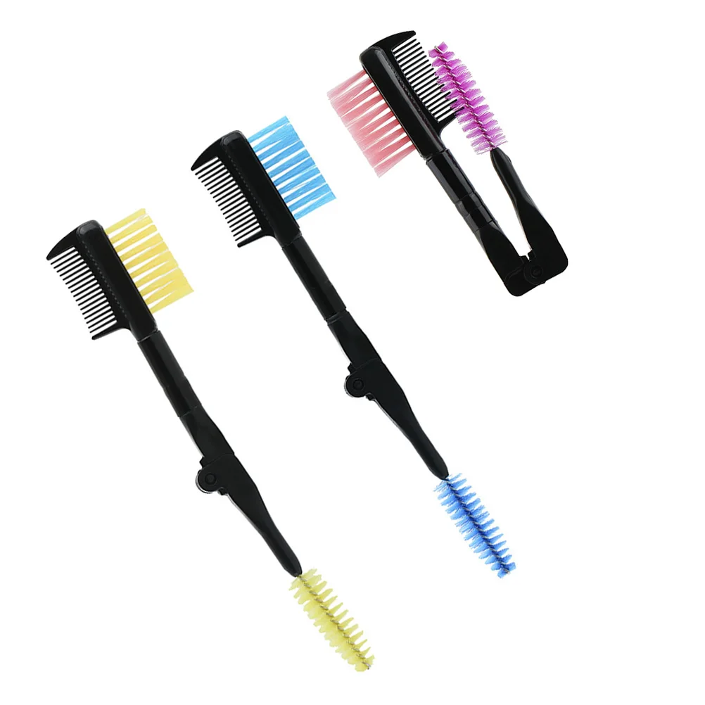 

3 Pcs Slim Interspace Teeth Folding Eyebrow Comb Grooming Tool Double Brush