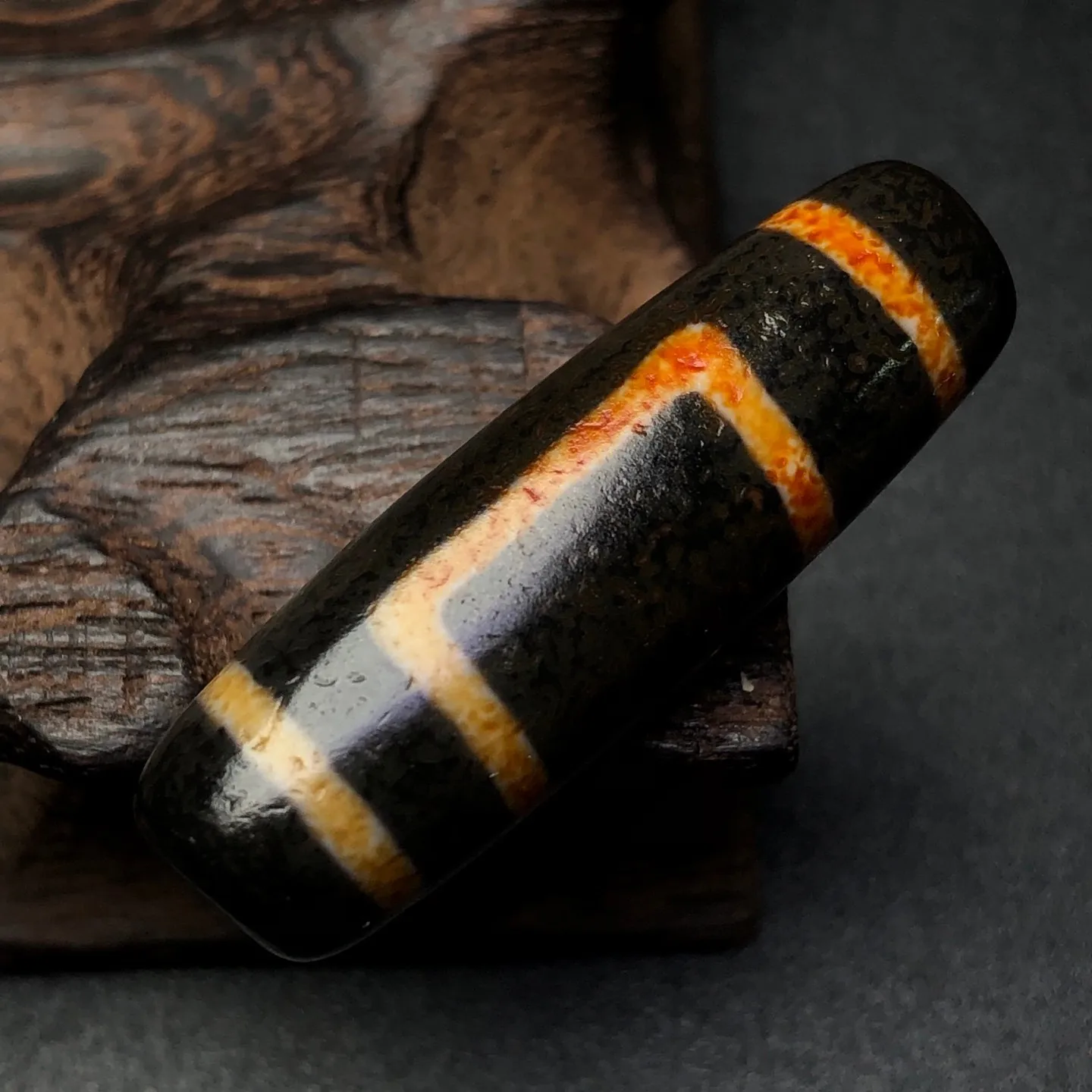 Rare Tibetan Buddhism Agate Heaven Earth Dzi Bead Amulet Necklace Pendant Z3261
