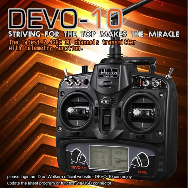 Walkera DEVO10 2.4GHz 10CH Transmitter& RX1002 10CH Receiver Fastest remote control Radio & Receiver  Airplane