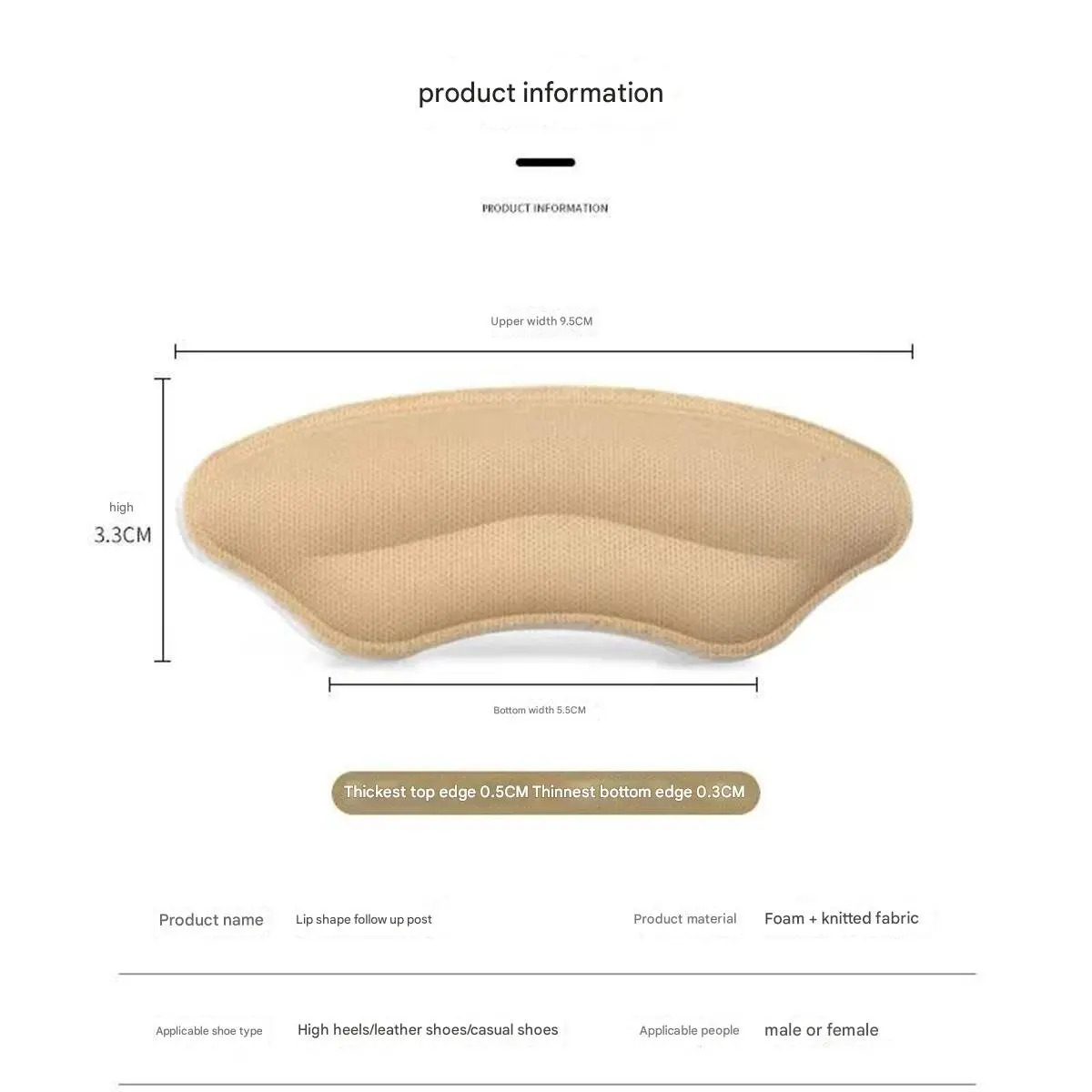 8-Pack Heel Pads for Too Big Shoes Self-Adhesive Heel Protectors Heel Inserts Improve Shoe Fit And Comfort Prevent Heel Slippage view 6