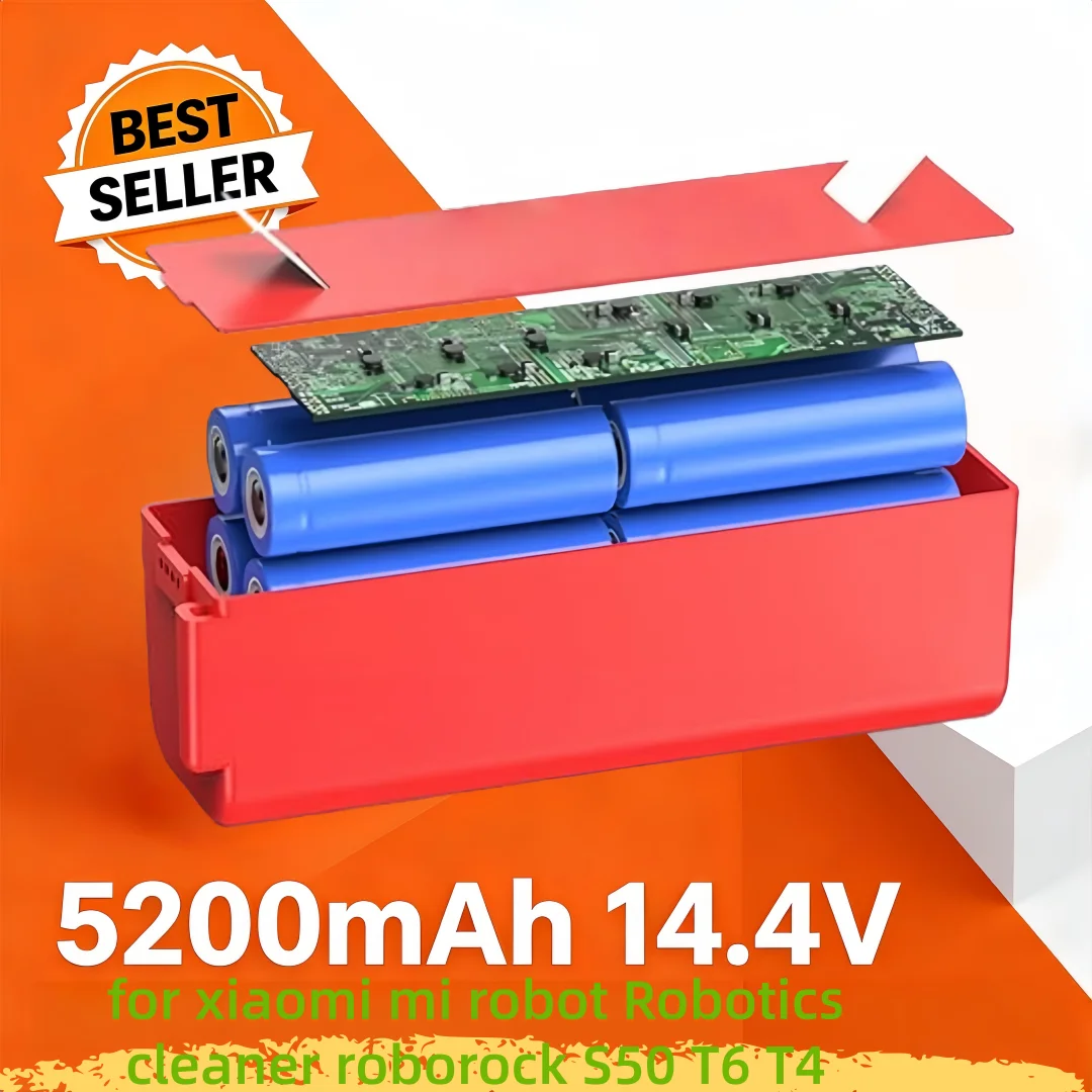 6500mAh 14.4V Li-ion Battery for Xiaomi Roborock S50 S51, Safe Reliable Replacement for Robot Vacuum Cleaner, Home Sweeper Parts