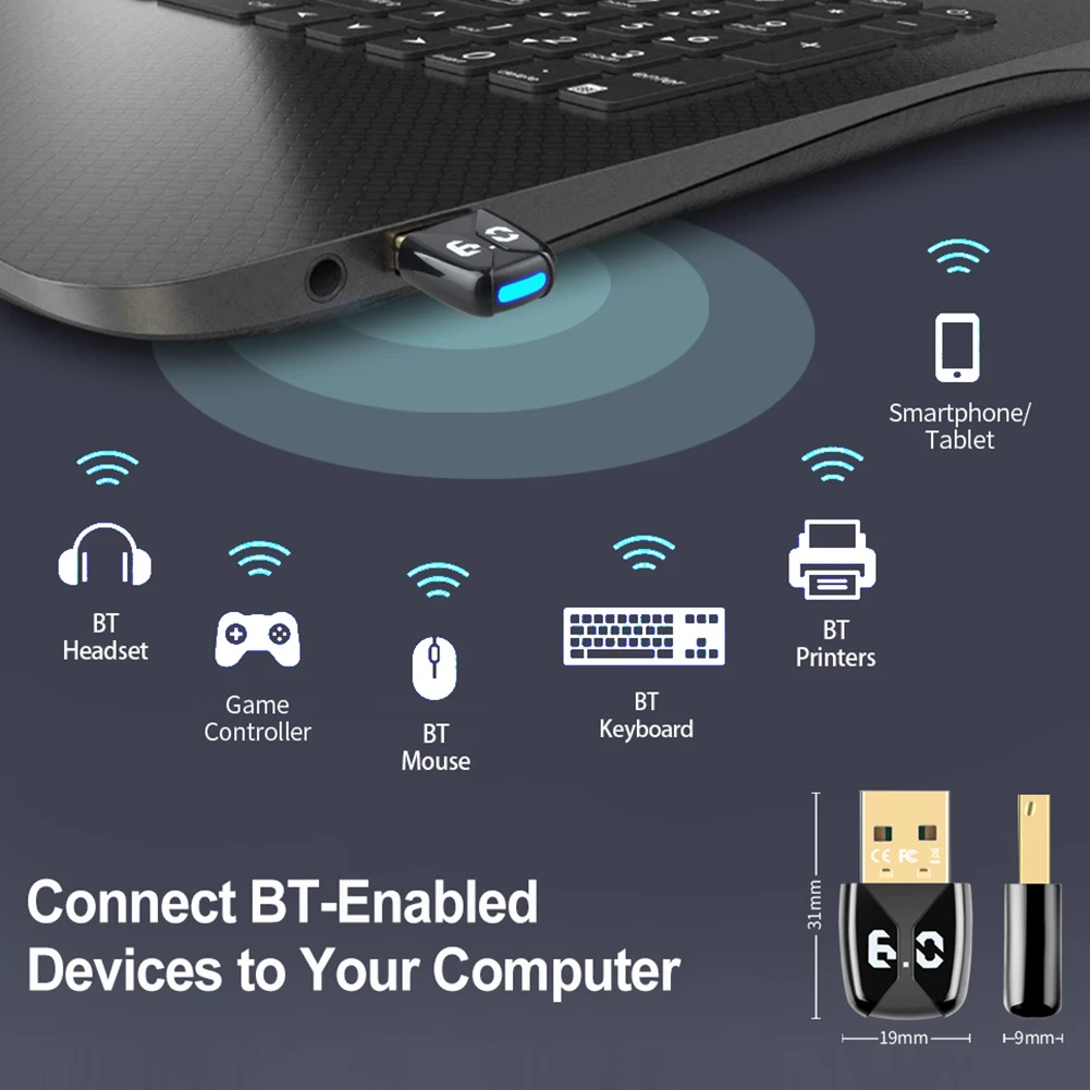 Bluetooth ドングルアダプターワイヤレスマウスキーボード音楽オーディオレシーバー USB トランスミッター PC マウスキーボードドングル Adaptador