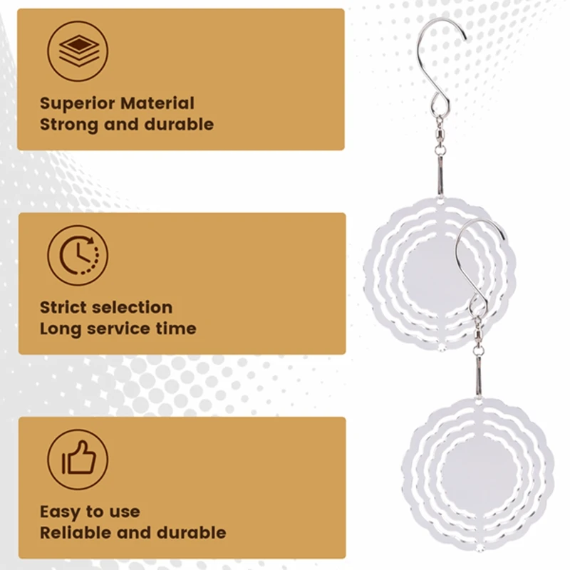 10Pcs 3 Inch Sublimation Wind Spinner Blanks 3D Wind Spinners Hanging Wind Spinners for Indoor Outdoor Garden Decoration-A10G