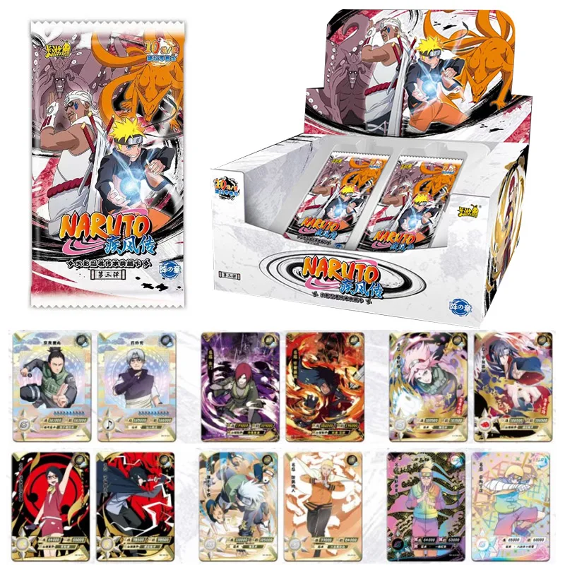 KAYOU Naruto Cards Uzumaki Uchiha Sasuke Tcg Carte Coleccionado De Cartas 100-180 Pcs Card Per Box Game Cards For Children Gift