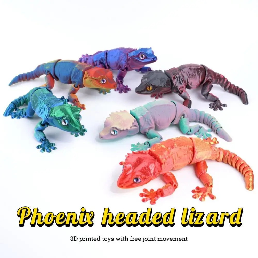 PLA Plastic 3D Printed Lizard Model 6 Colors Multi-jointed Animal Simulation Model Movable 17cm Articulated Fidget Home Decor