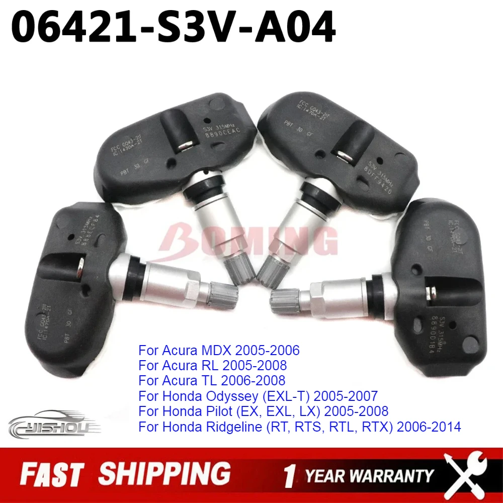 

06421-S3V-A04 Автомобильный датчик давления в шинах TPMS для Odyssey Ridgeline Honda Pilot Acura RLTL MDX 3.2L 3.5L 2005-2014