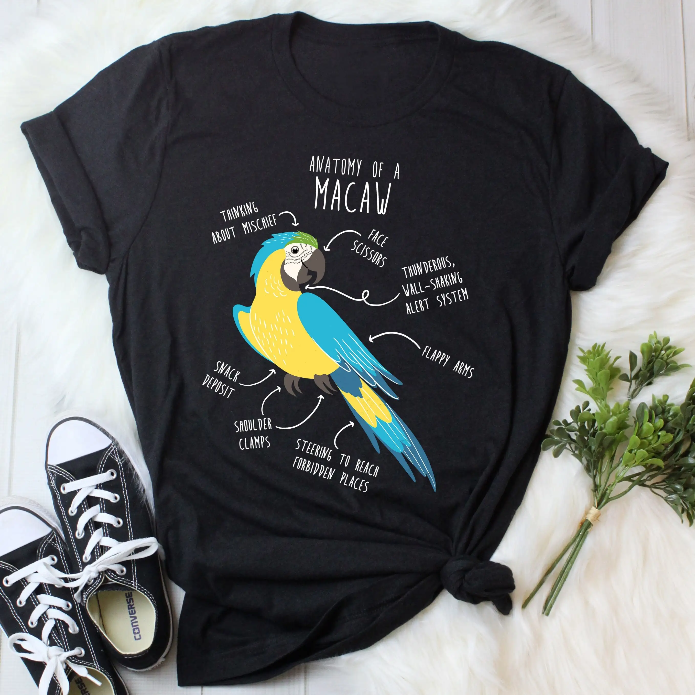 Blue and Gold Macaw Shirt, Women, Men, Funny Parrot Lover Gift, Cute Pet Bird T-shirt, Macaw Mom Tee, Macaw Dad Top Anatomy