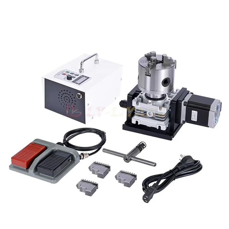 Rotary Positioner Automatic Speed Adjustable Rotary Chuck Workbench Rotary Table Nema23 Stepper Motor D80/100mm Chuck For Welder