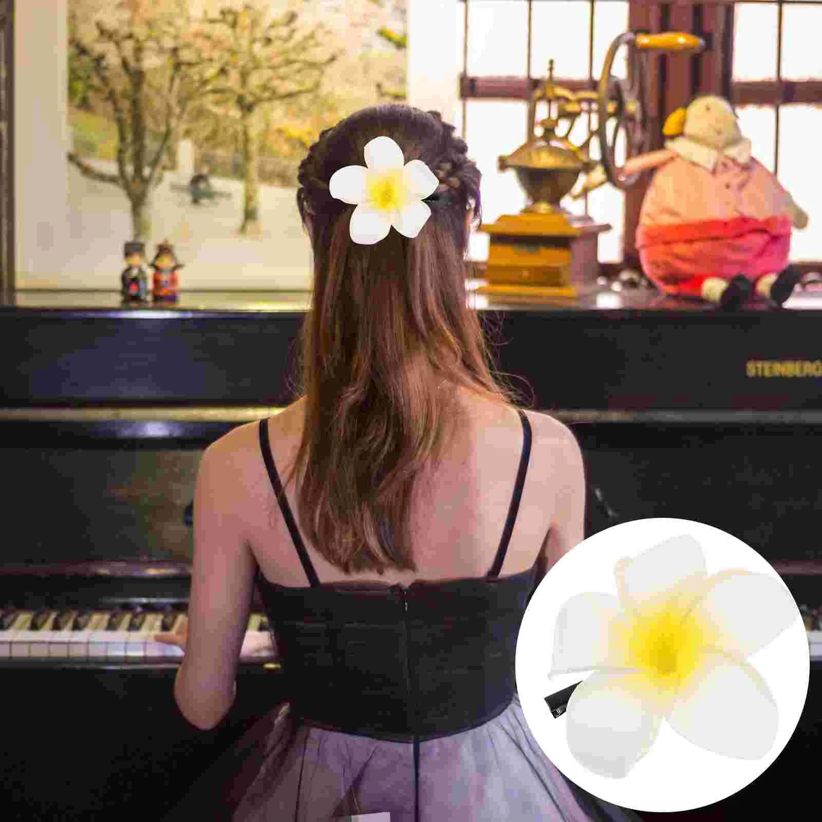 

Rhinestone Bridal Hair Clip Flower Women Claw Pin Yellow Plumeria Hairpin Mother