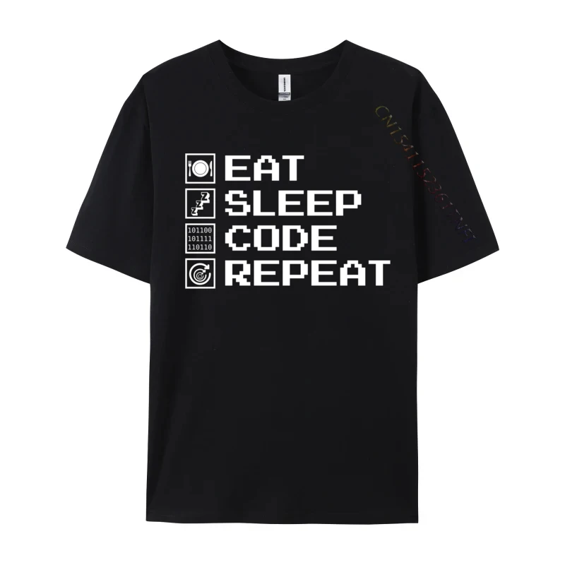 Eat Sleep Code Repeat Binary Code Computer Programmer 3D Printed T Shirt 2024 Hot Sale Street Cotton Men Tops Tees Europe