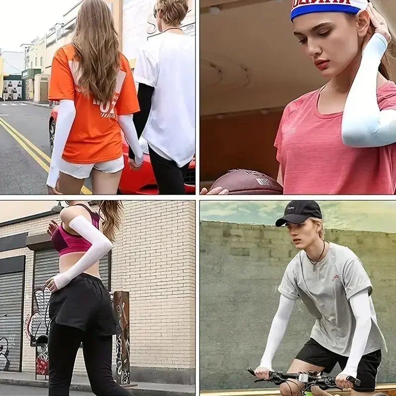 1 Par de Mangas Refrigerantes para Brazos, Protección Solar de Verano para Hombres y Mujeres, Mangas de Seda de Hielo para Ciclismo, Deportes al Aire Libre, Golf y Correr