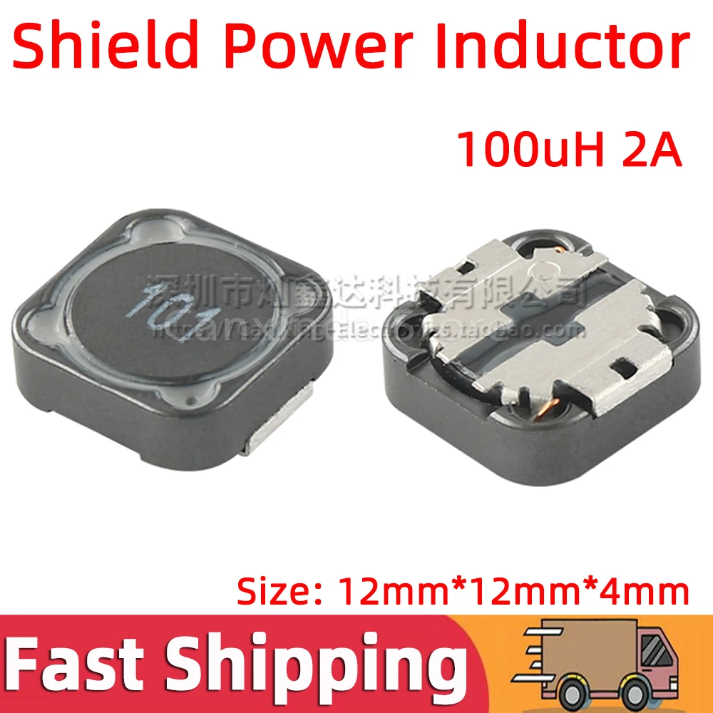 

10pcs SMD SMT Shield Power Inductor Inductance 100uH 2A Moulding Filter 12*12*4.5mm SMTDRRI124-101