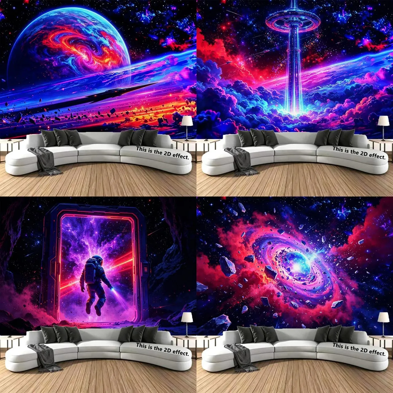 Space Galaxy Neon Tapestry Background Cloth Hanging Cloth Bedroom Bedside Decorative Wall Cloth