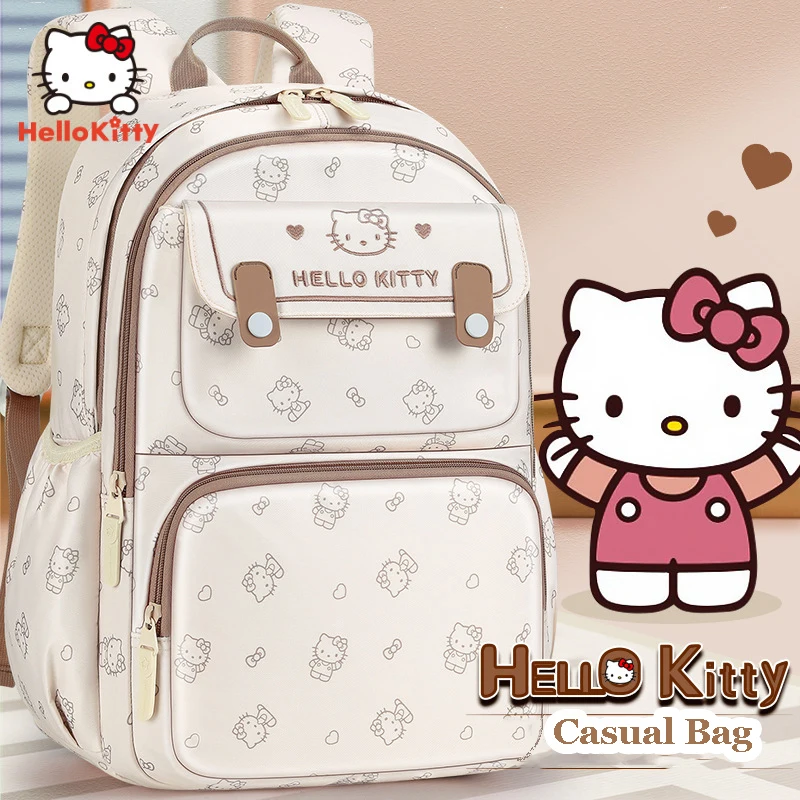 Miniso Hello Kitty Girls Waterproof Schoolbag Children Lightweight Backpack Pupil Grade 3-6 Shcool Book Bag student Leisure Gift