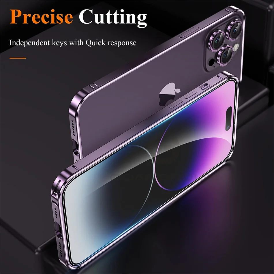 Luxury Light Aluminum Metal Frame For iPhone 12 13 14 Plus 15 16 17 18 Pro Max Bumper Case Thin Alloy Protect Back Accessories