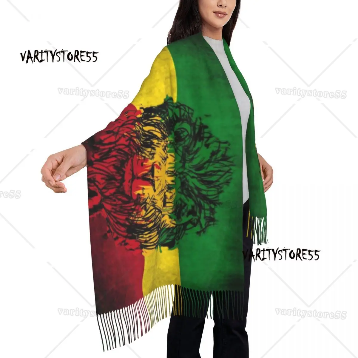 Customized Printed Lion Of Judah Rasta Jamaican Reggae Scarf Women Men Winter Warm Scarves Rastafarian Art Shawl Wrap