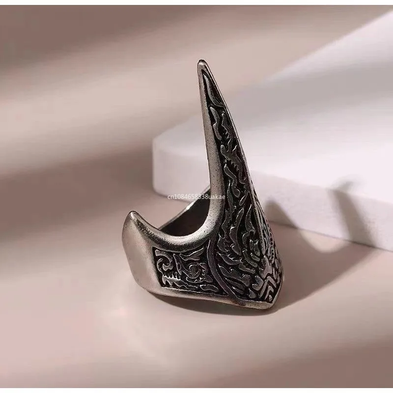 Trendy Retro Flame Totem Armor Ring Charm Men\'s Opening Ring Fashion Hip-Hop Punk Accessories Jewelry Party Gifts Rings for Men