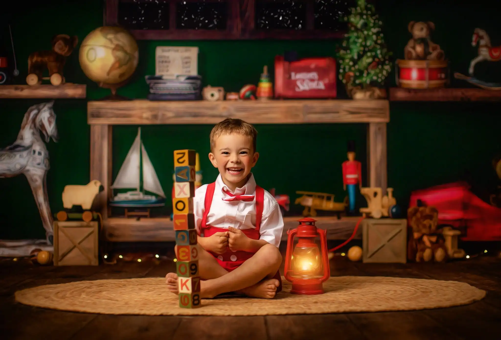 Sfondi per officina di Babbo Natale Bambini Puntelli per fotografia per adulti Bambino Decorazioni per bambini Regalo Cavallo di troia Noce Clip