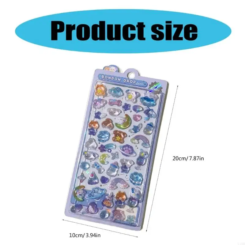 L4MD Clear Cartoon 3D Animal Sticker Resistant For Scrapbooking Journner Planner Kids Devivalitation Sticker for Carwarding