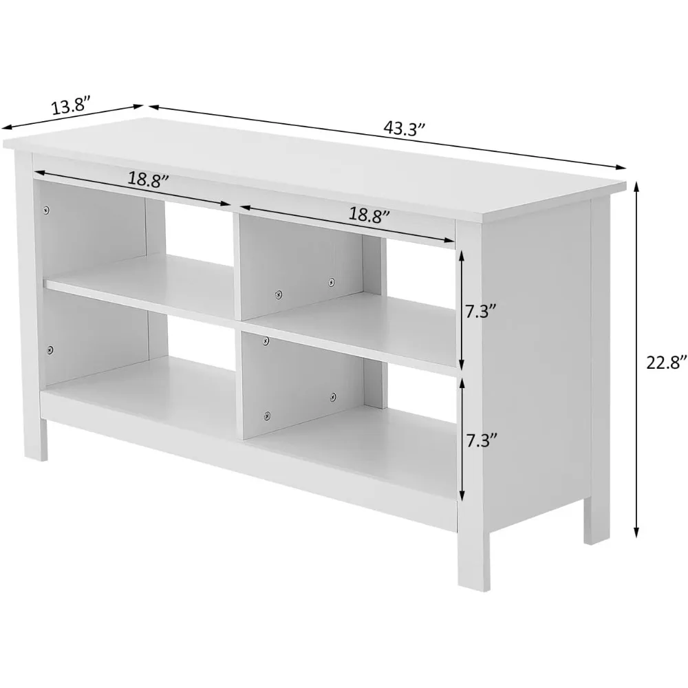 Porta TV, centro di intrattenimento 4 supporti TV Cubby mobile Media credenza con 4 ripiani aperti fattoria TV Media