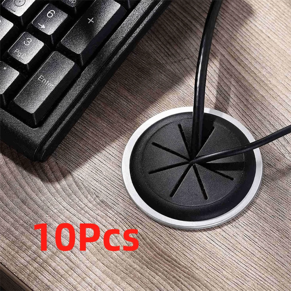 10Pcs Flexible Outlet Desk Cord Grommet Threading Box Rubber Gasket Cable Hole Cover Dust Plug Desktop Cable Box Office Table