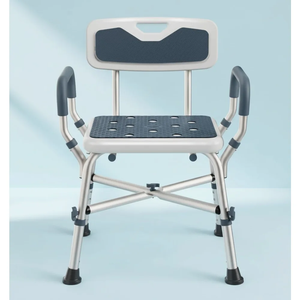 

Регулируемое кресло для душа для пожилых людей и инвалидов, вместимость 450 фунтов с мягкими подлокотниками и спинкой, сверхмощное сиденье для ванны