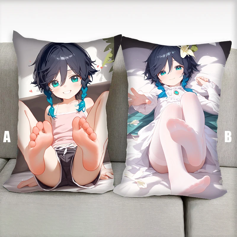 Dakimakura Anime Pillow Venti Genshin Impact Boy Half-body Cartoon Pillow Case Double-sided printing