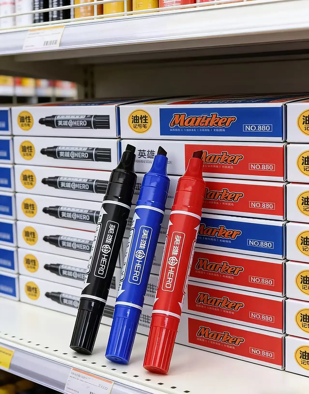 Hero 880 Double Ended Black Oily Marker Waterproof Oil Resist Quick Dry Anti-fade Dual Tip Pen Logistics Shipping Art Drawing