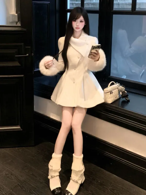 

Sli Slim Fit шерстяное пальто Красивый дизайн с застежкой на талии Уникальный Ele Sle Корейское пальто Faion Long Sve с высоким воротником