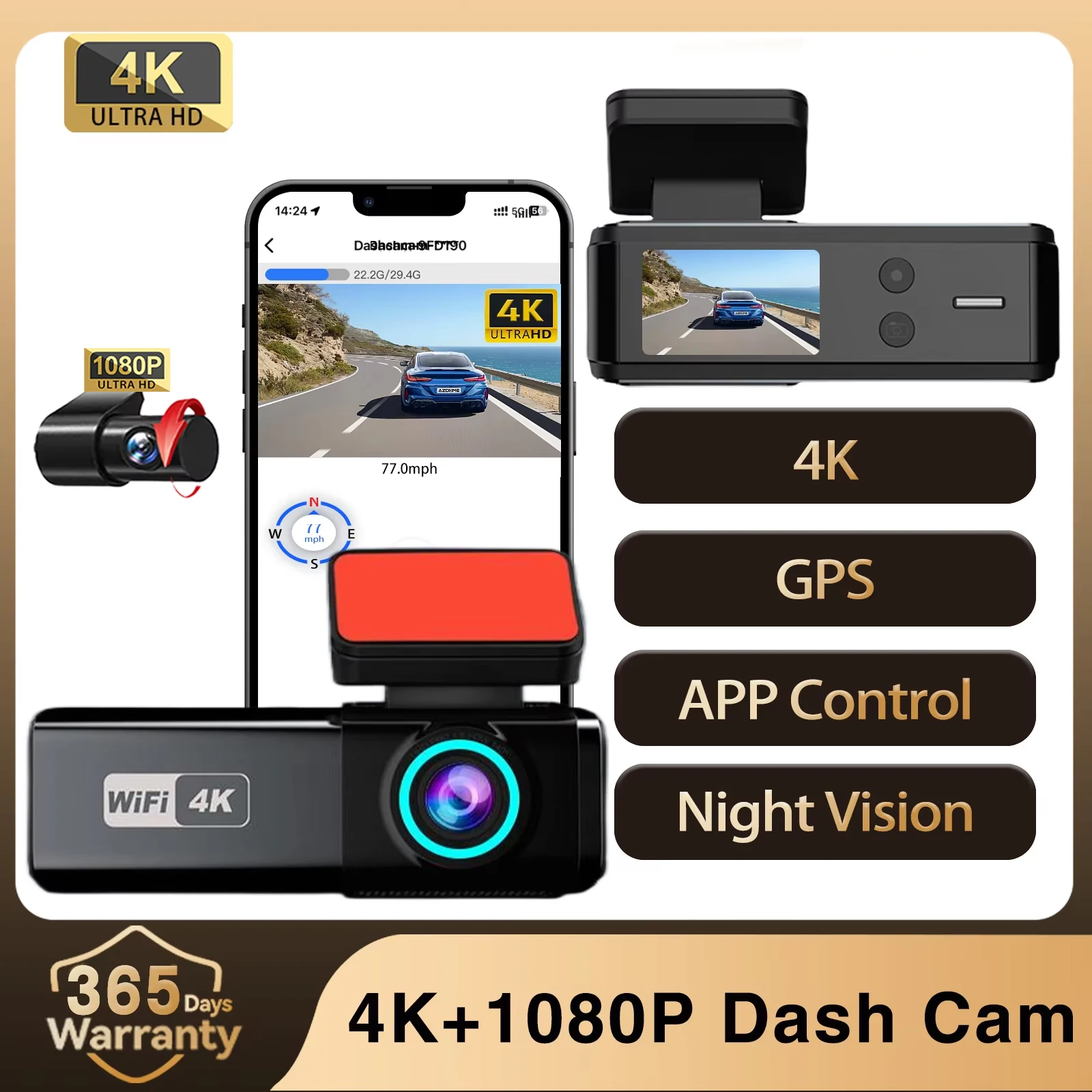 197inch-dash-cam-ultra-hd-4k-gps-wifi-dashcam-car-dvr-front-rear-dual-lens-car-camera-night-vision-g-sensor-24h-parking-monitor