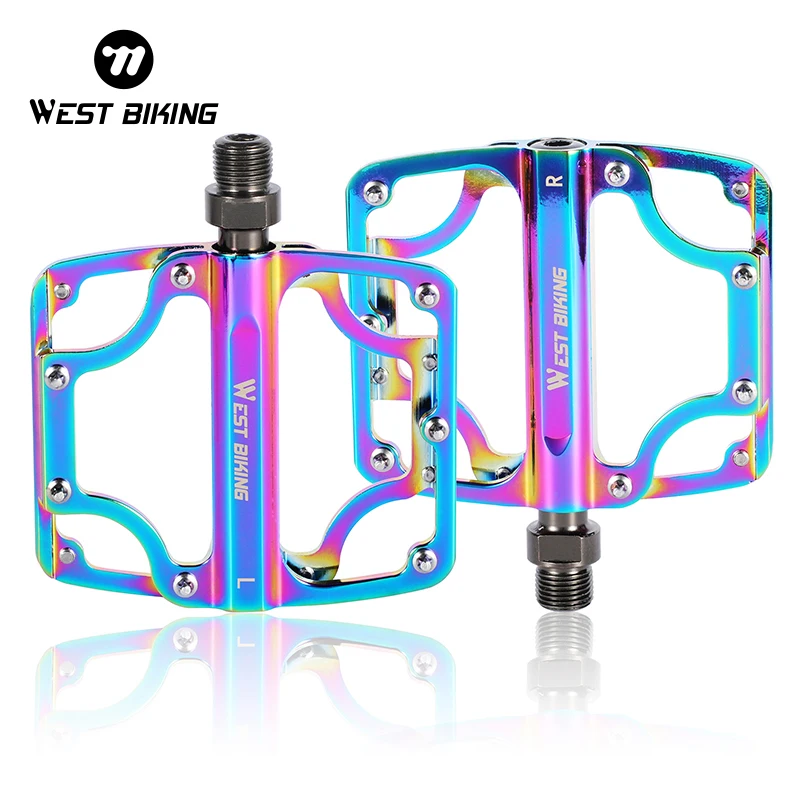 

WEST BIKING Colorful Bicycle Pedals Anti-slip Flat BMX Pedals 3 Bearings CNC Ultralight MTB Road Bike Part Cycling Accessories