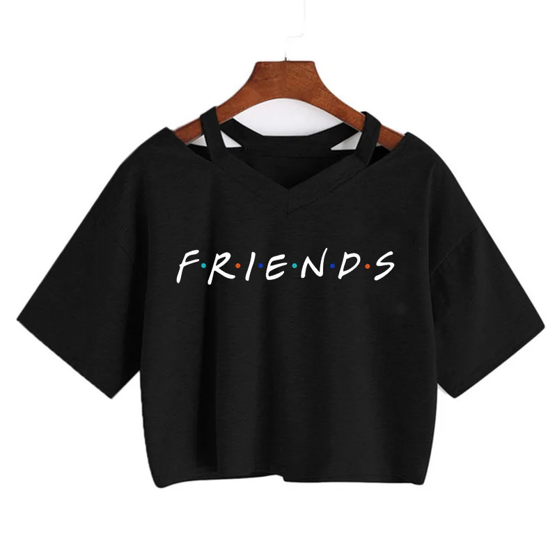 Friends Tv Show Funny Cartoon T Shirt Women Graphic Best Friends Harajuku T-shirt Korean Style Tshirt Vintage Crop Top Female