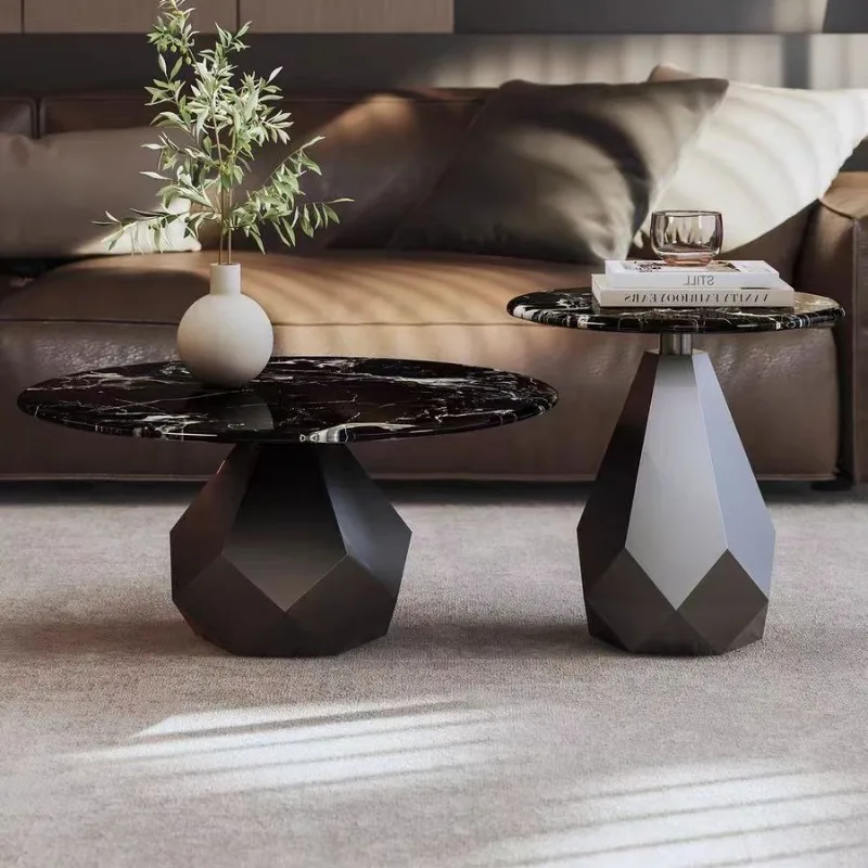 

Italian black rose natural luxury stone coffee table living room household small apartment modern high-end irregular