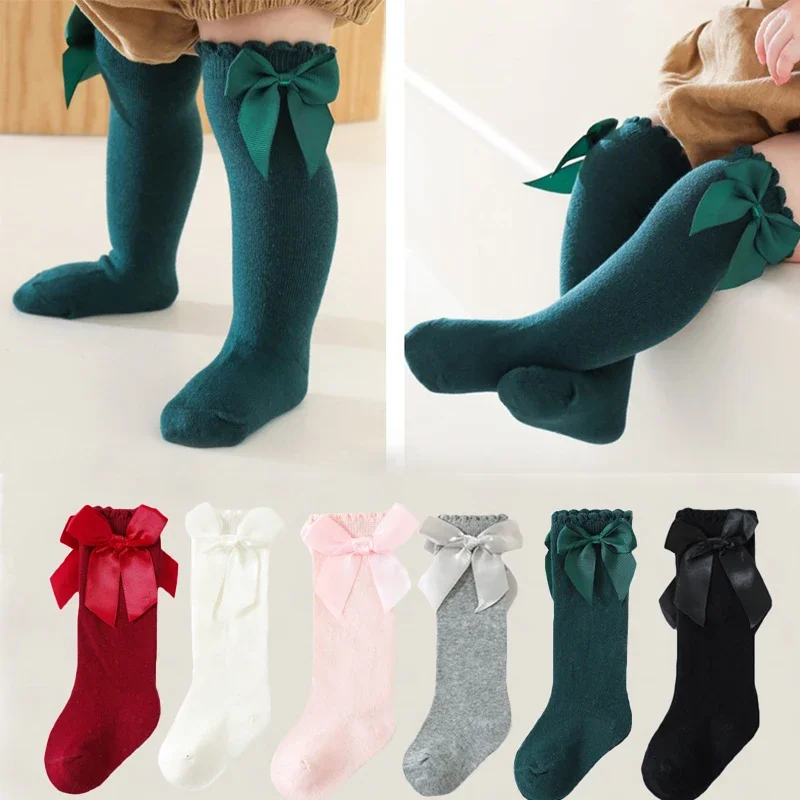 3 Paare/satz kinder Socken Für Mädchen Kinder Mädchen Socken Mit Bögen Kniehohe Elegante Prinzessin Kleinkind Baby Lange Socke herbst Frühling