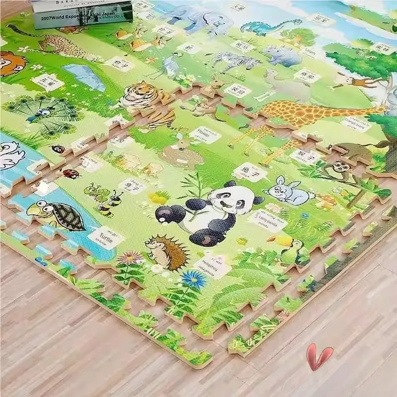 

Утолщенный пенный коврик для ползания для малышей, детский мультяшный напольный коврик-пазл, соединяющиеся коврики для ползания, очень большой напольный коврик для спальни