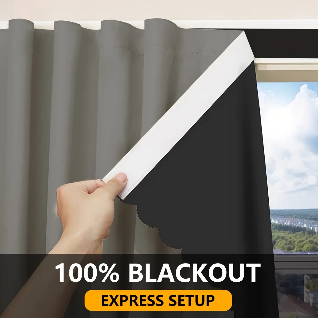 1 pieza de cortinas opacas 100% sin perforaciones simples, tela parasol  portátil para ventanas, cortinas de, image size:1250x1250