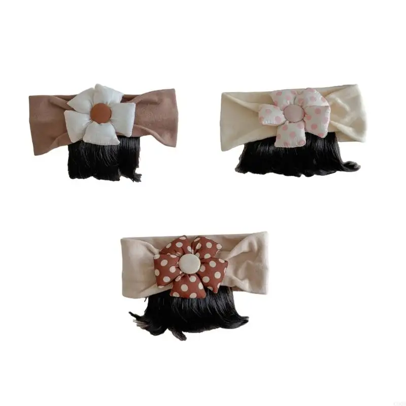 

C90B Children's Adorable False Bangs Headband with Flower Designing Comfortable