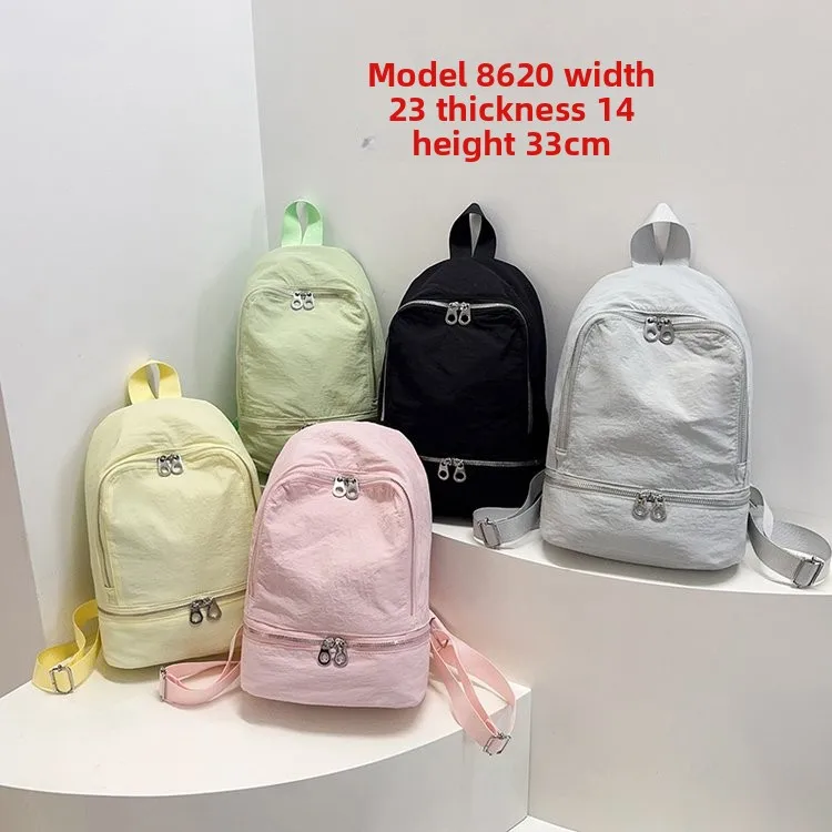 

Pastel Pink Large Capacity Commuter Women's Backpack Simple Style Student Bookbag Travel Bag Casual Leisure Nylon Fabric