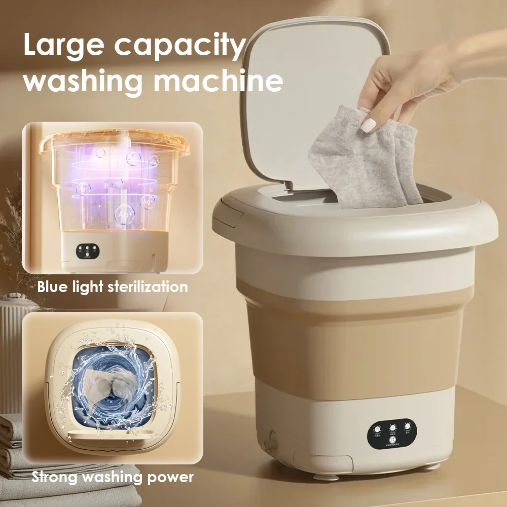 Portable Washing Machine 11L Folding Big Capacity with Clothes Spin Dryer Bucket Travel Underwear Socks Panties Washing Machine