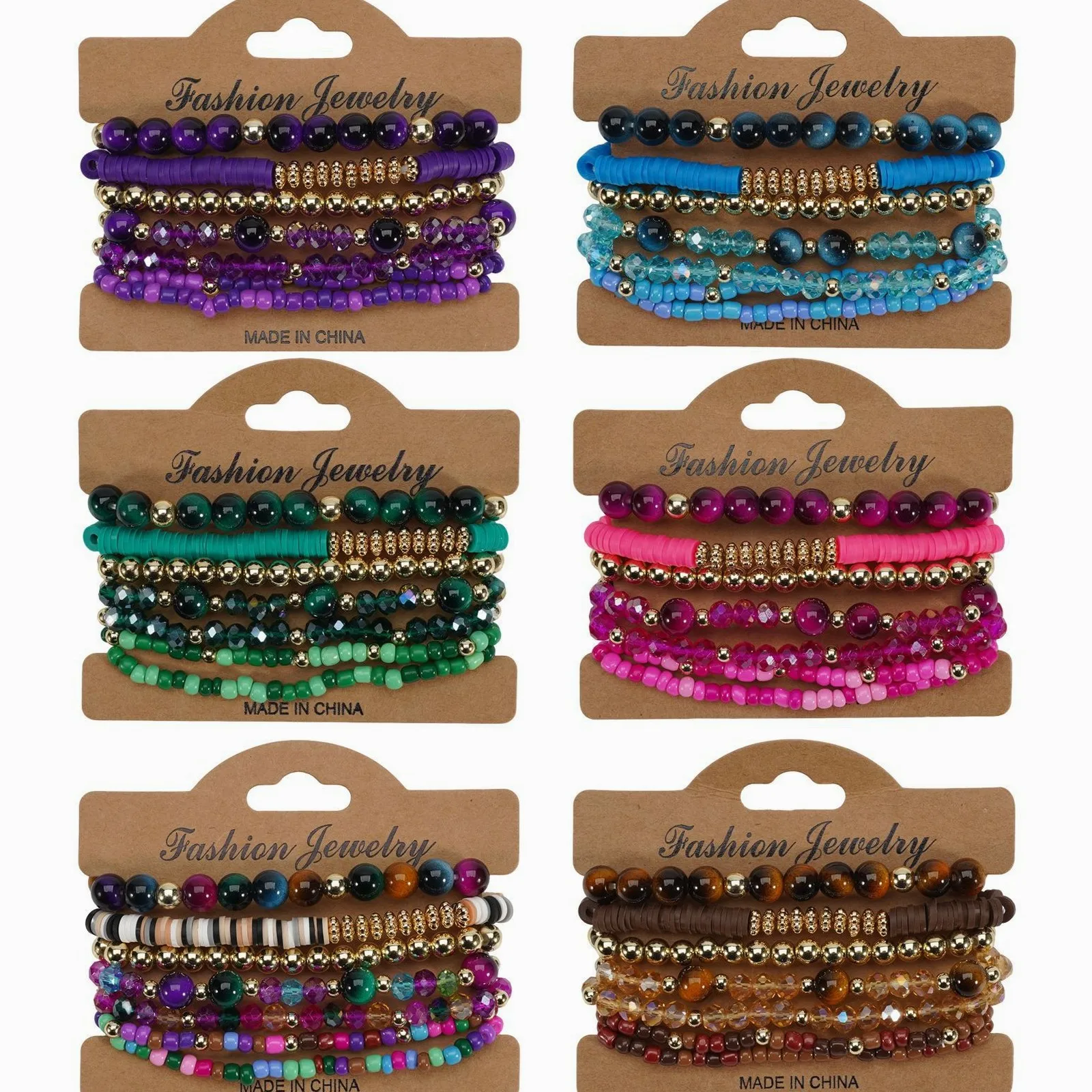 Beaded Bracelet Imitation Natural Stone Elastic Thread Bohemian Style Spring Summer New Fashion Women Wholesale Jewelry Gift