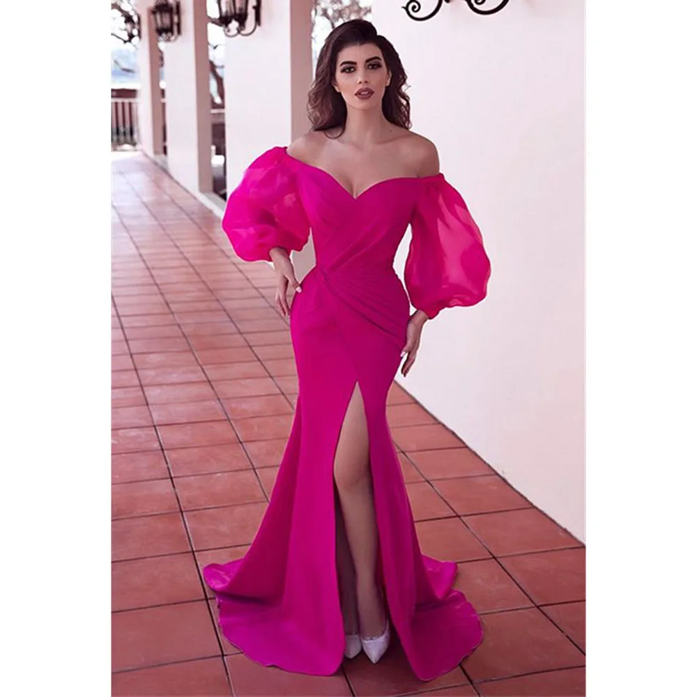 

Fashion Chic Rose Red Women Prom Dresses Sweetheart Off the Shoulder Floor Length Trumpet High Quality Evening Party Gowns