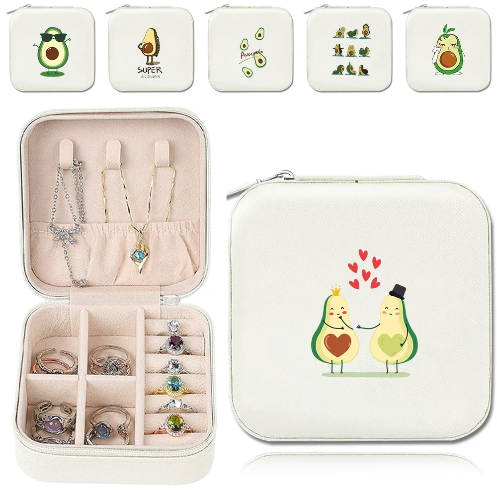 

Jewelry Organizer Display Travel Jewelry Boxes Portable Necklaces Box Leather Storage Avocado Print Joyeros Organizador De Joyas