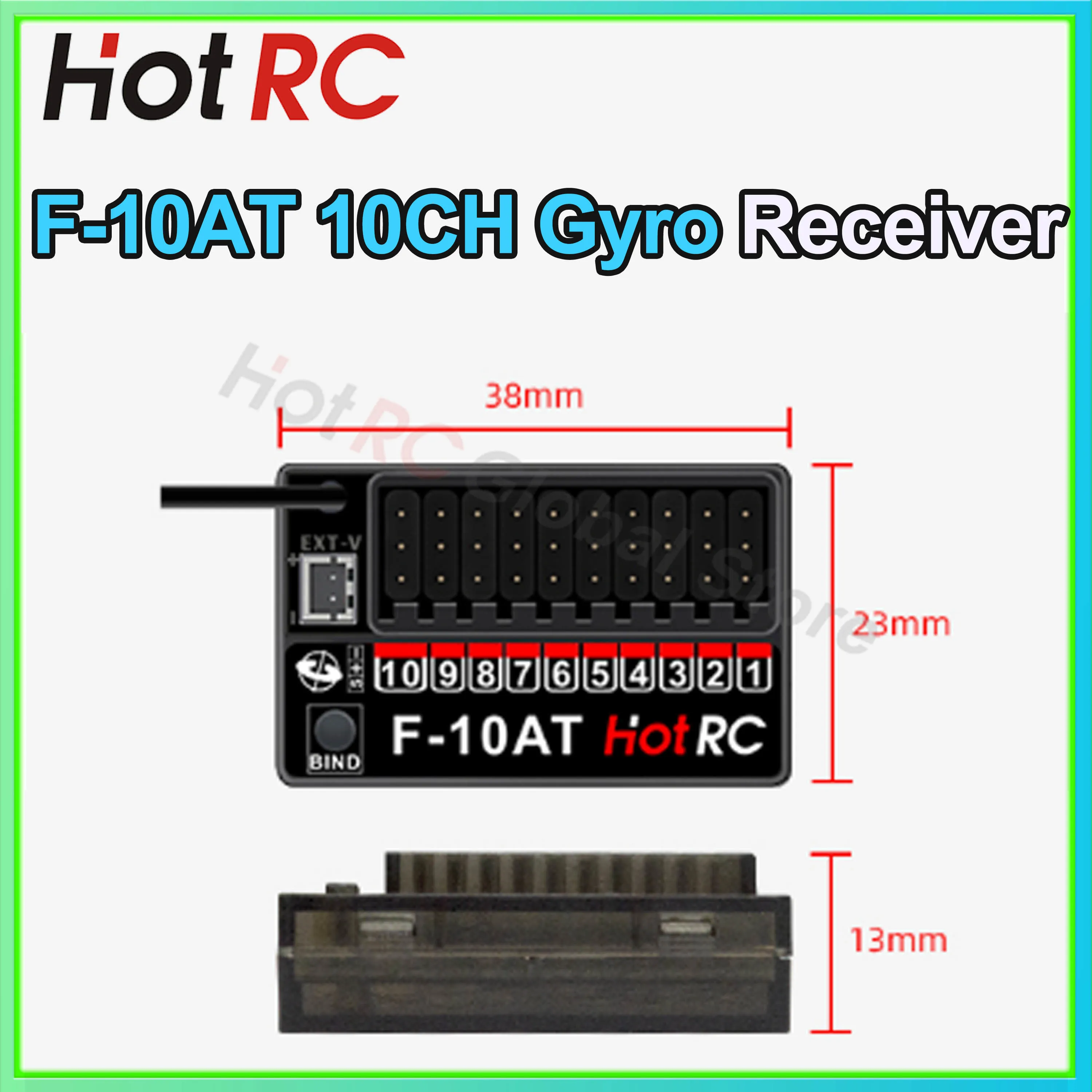 1/2/4PCS HotRC F-10AT 10CH Gyro Receiver 2.4G PWM Voltage Return 4-9V for DS800 CT-6A HT-10A DS600 Transmitter RC Car Tank Plane