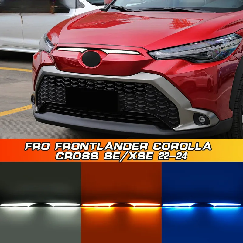 For Toyota Frontlander Corolla Cross 2022 Hood Lights Grille Lamp Daylight LED Front Bumper Daytime Running Light Turn Signal