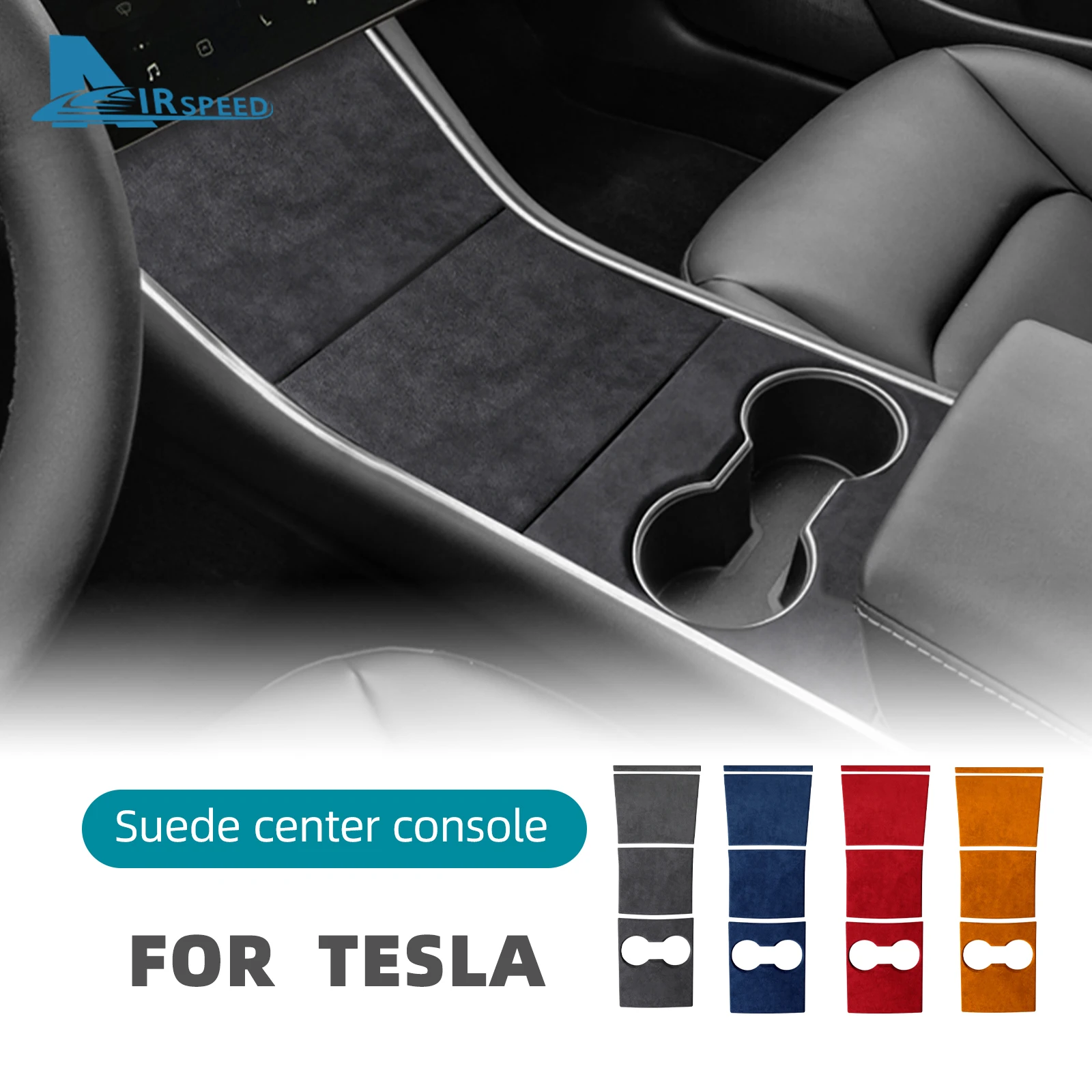 Italy Super Suede Cover for Tesla Model 3 2017 2018 2019 2020 Car Center Console Storage Box Sticker Interior Trim Accessories