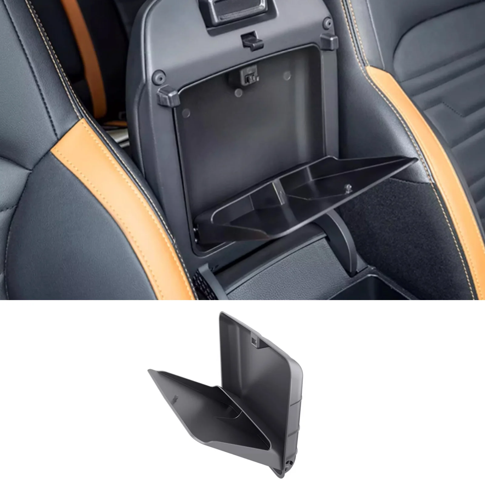 For Ford Ranger 2022-2026 Center Armrest Hidden Storage Box ABS Black Console Organizer Tray Interior Accessories Storage