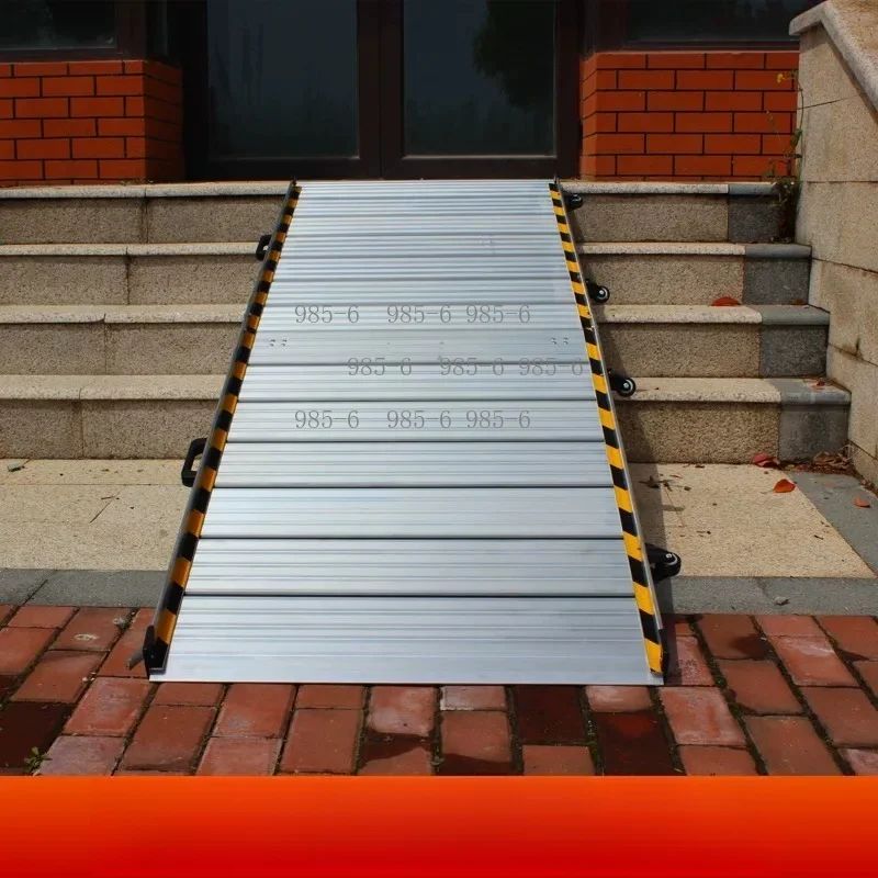 Portable Mobile Aluminum Alloy Barrier-Free Ramp, Up-Down Folding Wheelchair Stair Climbing Springboard