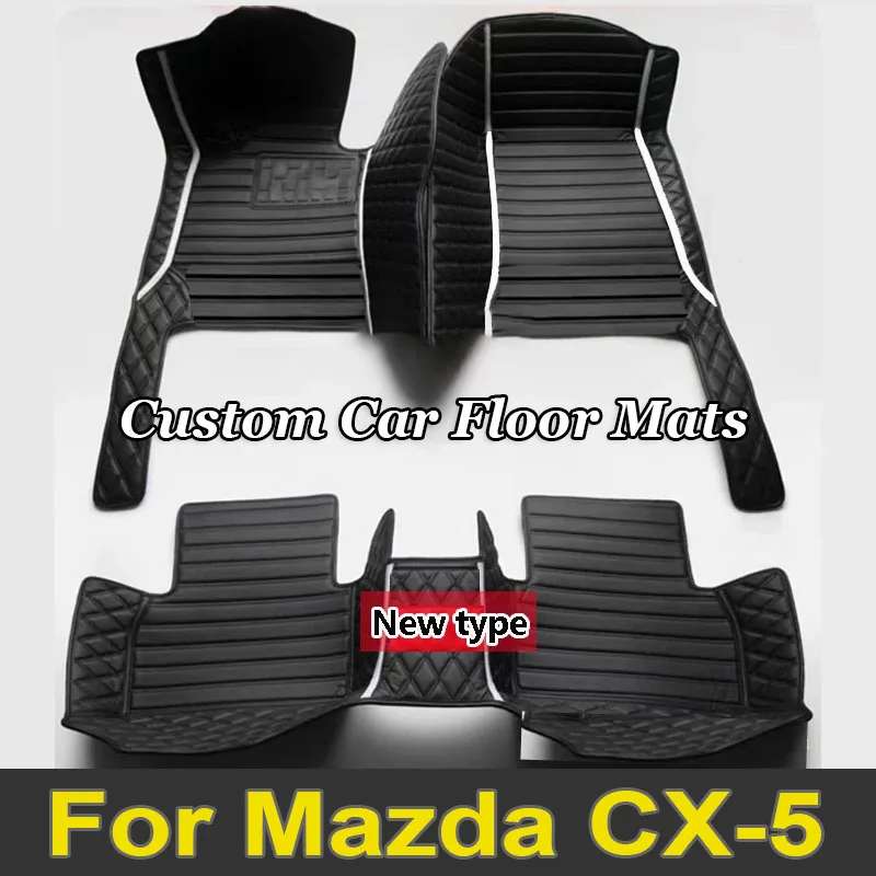 Car Floor Mats For Mazda CX-5 CX5 KF 2017~2023 Leather Luxury Mat Rugs Carpet Full Set Auto Interior Parts Car Accessories 2018