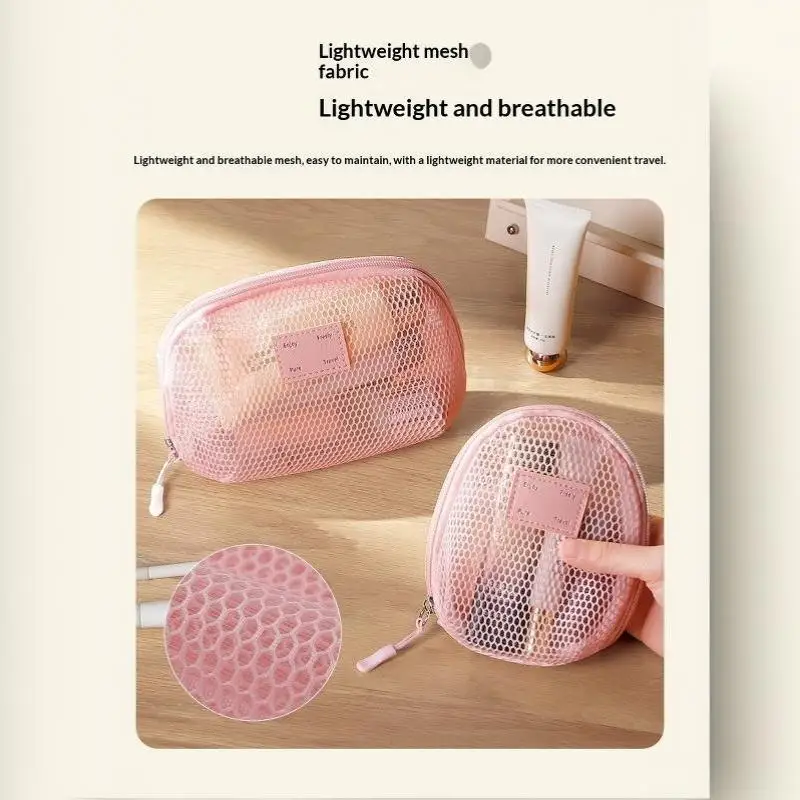 Mehrzweck-Make-up-Tasche aus atmungsaktivem Netzstoff mit Reißverschluss, Netzbeutel für Damen, Reise-Toilettenartikel-Organizer für Lippenstift und Hautpflege – Detail 11