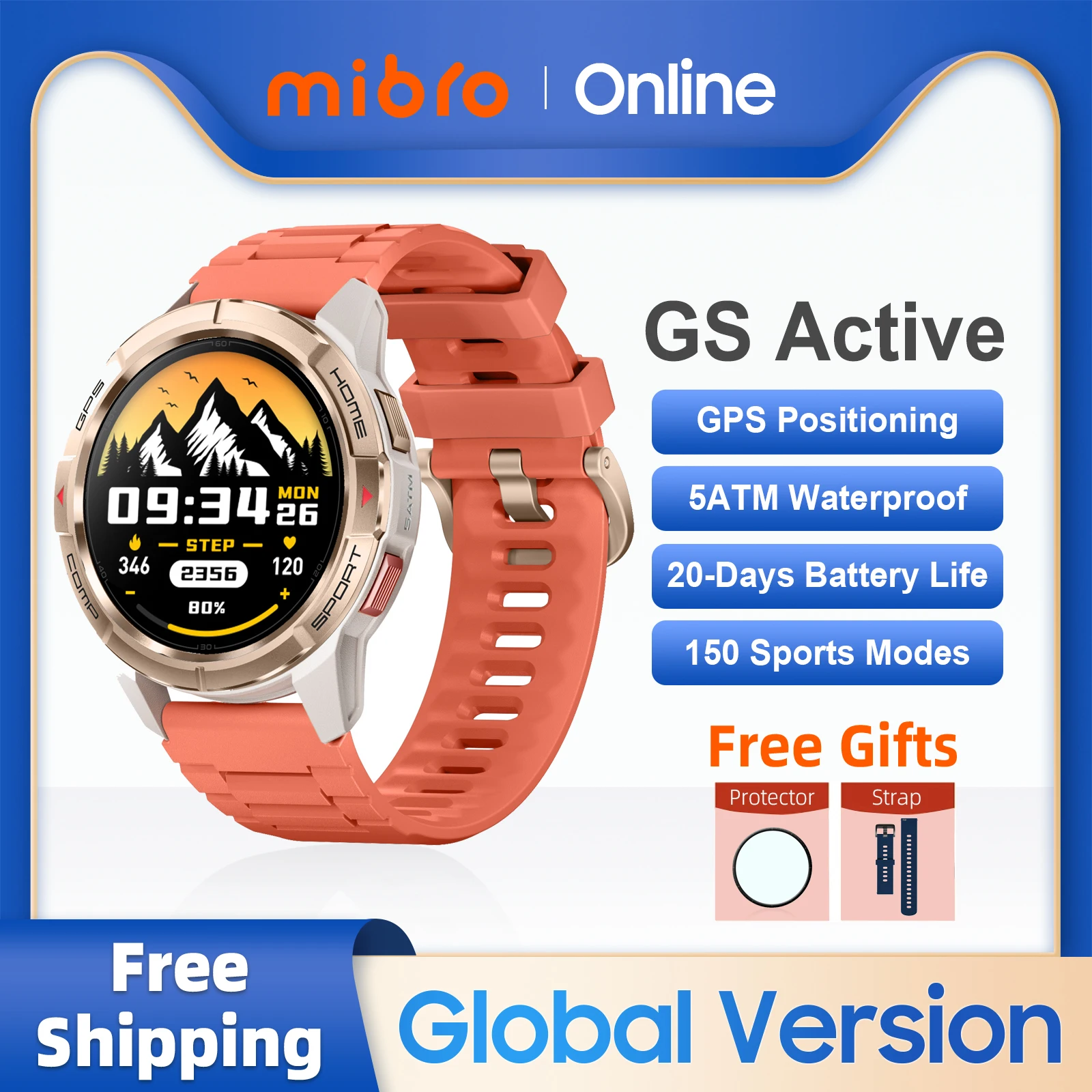 

Global Version Mibro GS Active Smartwatch GPS Positioning 400mAh Battery Waterproof Sport Men Women Smart Watch For Android iOS